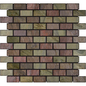 Caribe Stone Caribe Stone India Tumbled Slate Brick Mosaic Multiselect Tile  &  Stone