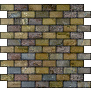 Caribe Stone Caribe Stone India Tumbled Slate Brick Mosaic Sandalwood Tile  &  Stone