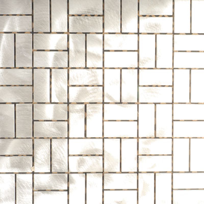Metal Border Metal Border Pure Metal Basketweave Mosaic Graffiato / brushed Tile  &  Stone