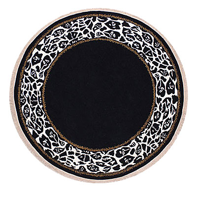 Nejad Rugs Nejad Rugs African Safari 8 Round Animal Skin Border Black / off White Area Rugs