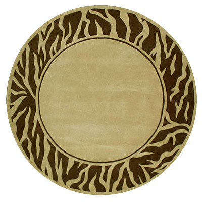 Nejad Rugs Nejad Rugs African Safari 8 Round Zebra Border Beige / brown Area Rugs