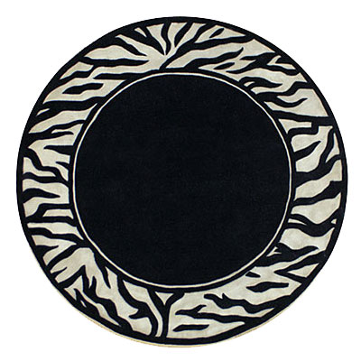 Nejad Rugs Nejad Rugs African Safari 8 Round Zebra Border Black / ivory Area Rugs