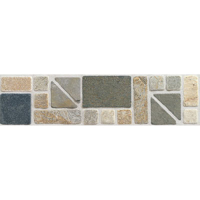 Mohawk Mohawk Artistic Collection - Accent Statements - Stone Gold Multicolor Geometric Slate Border Tile  &  Stone