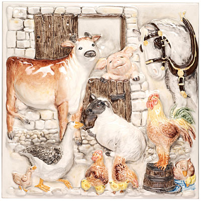 Original Style Original Style A La Ferme Clematis 12 X 12 Farmyard Plaque Tile  &  Stone