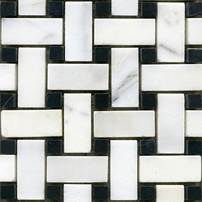 Maestro Mosaics Maestro Mosaics Stone Basketweave Mosaic White Statuary Black Tile  &  Stone